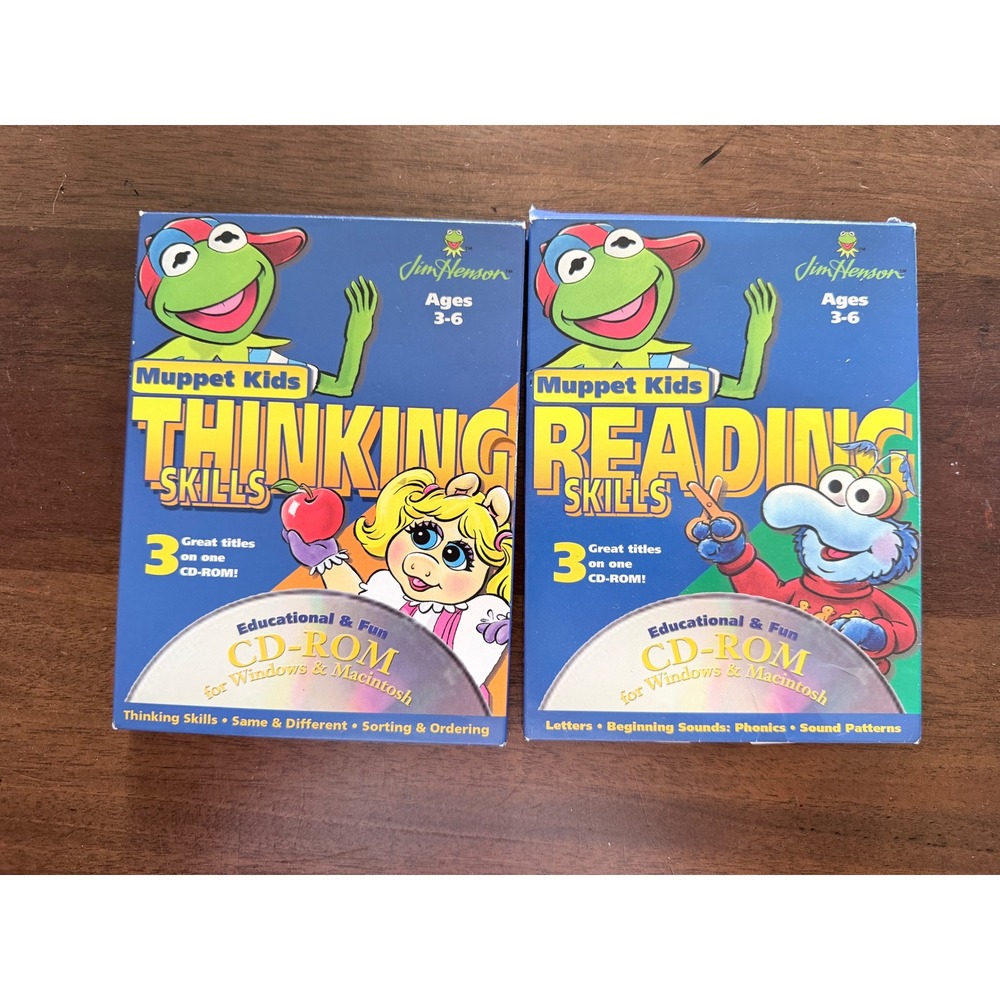 Jim Henson Muppet Kids Thinking & Reading Skills CD-ROM PC Software Bundle 1999